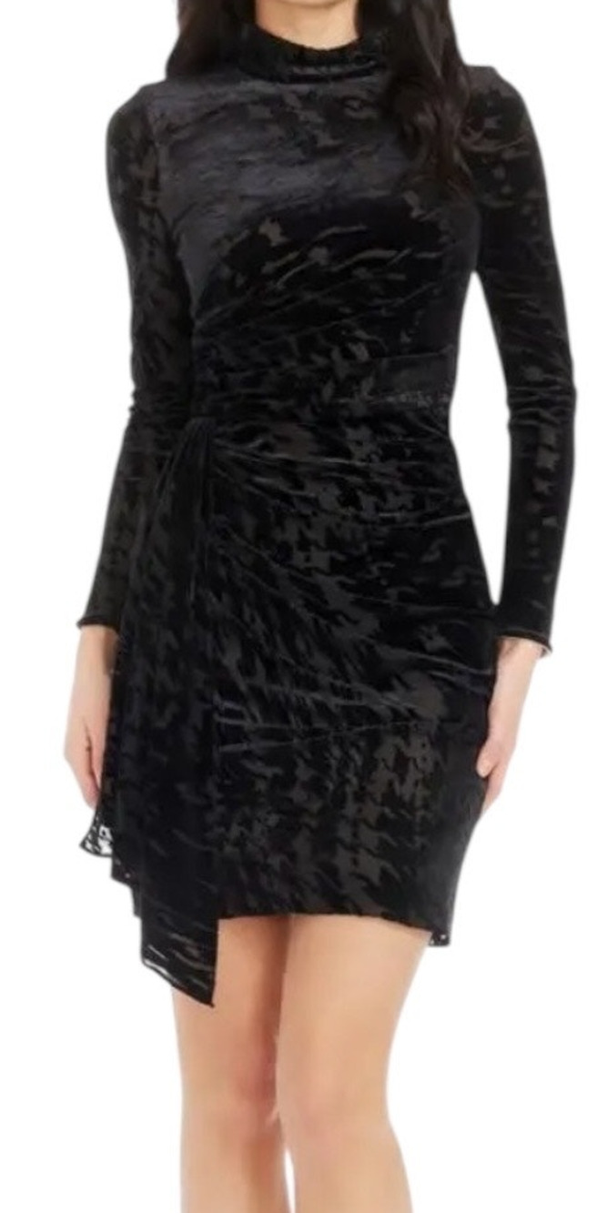 Dress the Population Fawn long sleeve velvet minidress dress black size XL